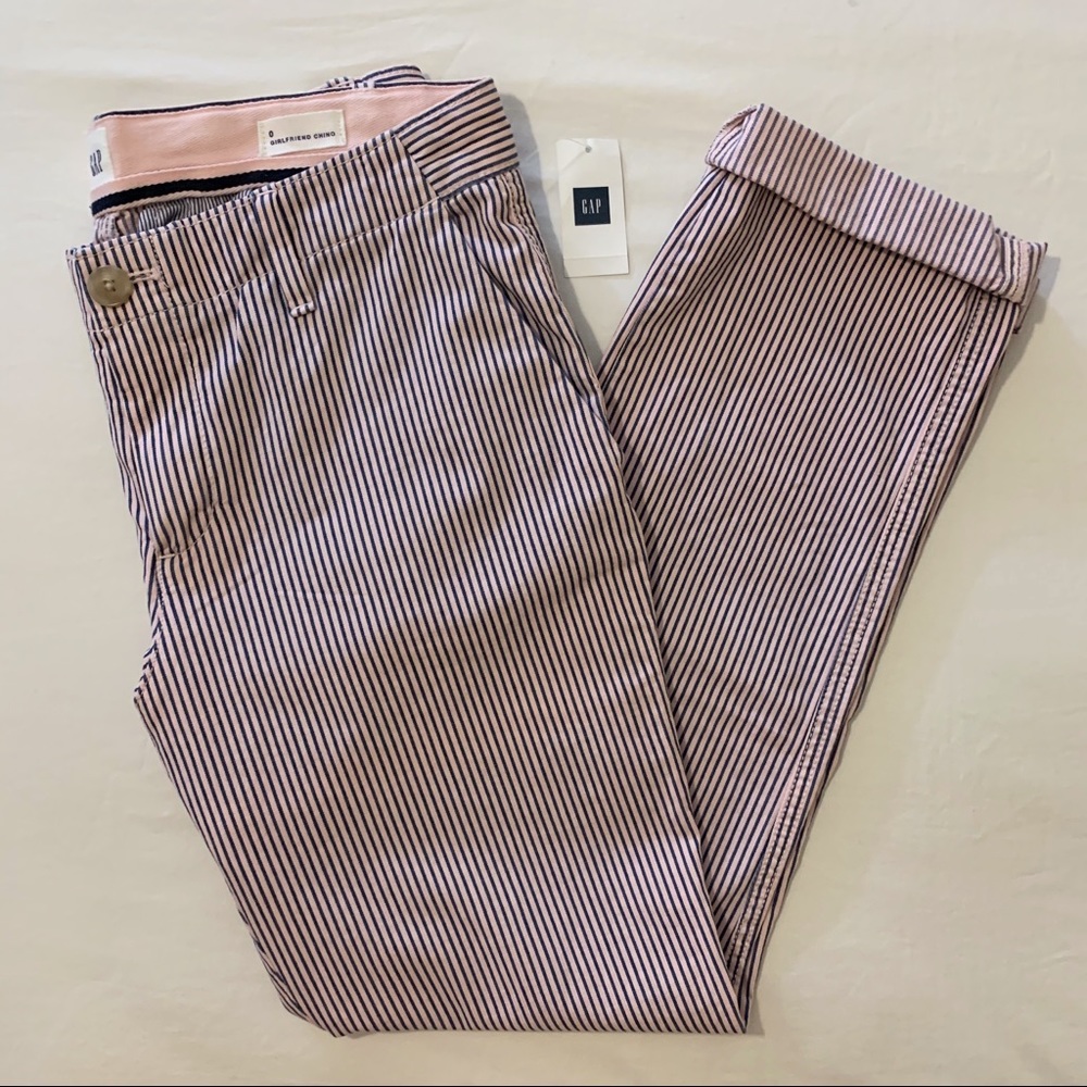 GAP Pink and Navy Pinstripe Women’s Pants